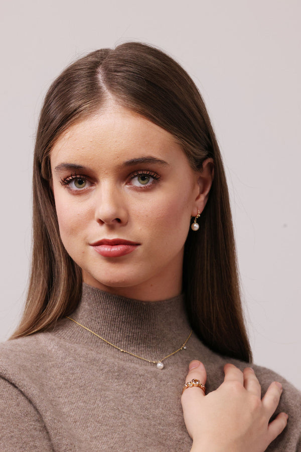 PURE Gold necklace with Grain, Gold and Freshwater Pearl