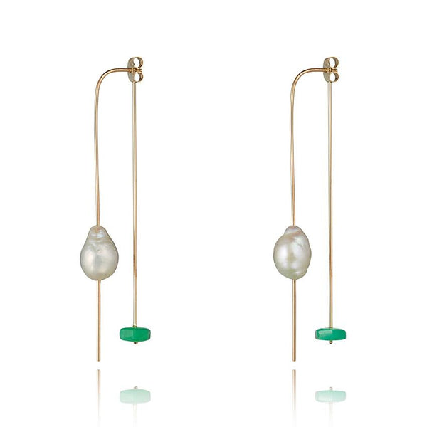 Pure Baroque Pearl Earrings with Chrysoprase
